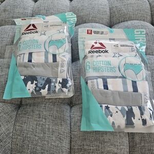 Reebok Girls Gray and Blue Cotton Hipsters - 6 Pair  2 Packs